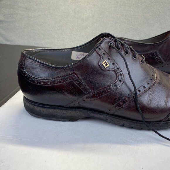 VTG FootJoy Classics Mens Spikeless Golf Shoes Wingtip Oxblood Red Size10D 55814 - Picture 16 of 16
